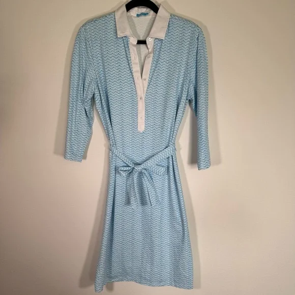 J. McLaughlin Elsie White and Blue Dress - Picture 2 of 12